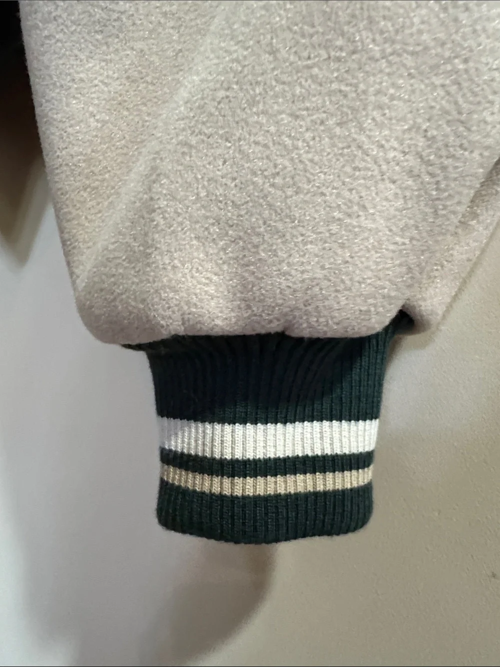 Pull&Bear Dark Green and Cream Kids Letterman Jacket with Gold 'C' Patch